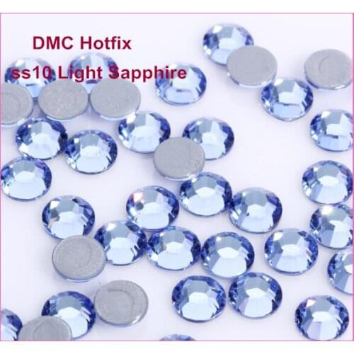 Free Shipping! 1440pcs/Lot, ss10 (2.7-2.9mm) High Quality DMC Light Sapphire Iron On Rhinestones / Hotfix Rhinestones