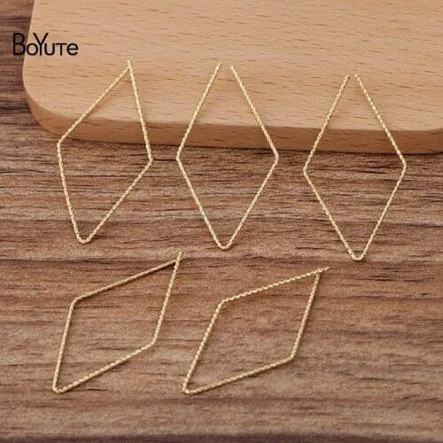 BoYuTe (100 Pieces/Lot) 1*21*42MM Metal Brass Open Rhombus Hoop Materials Hand Made Diy Jewelry Accessories Parts