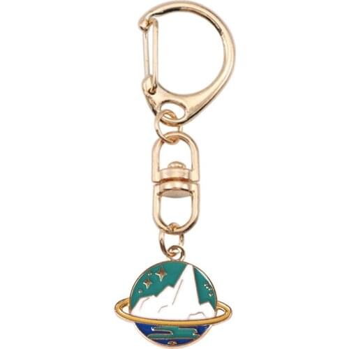 DIY Snow Mountain Round Planet Cartoon Keychain Popular Key Ring Male And Female Student Schoolbag Car Accessories Jewelry Gift