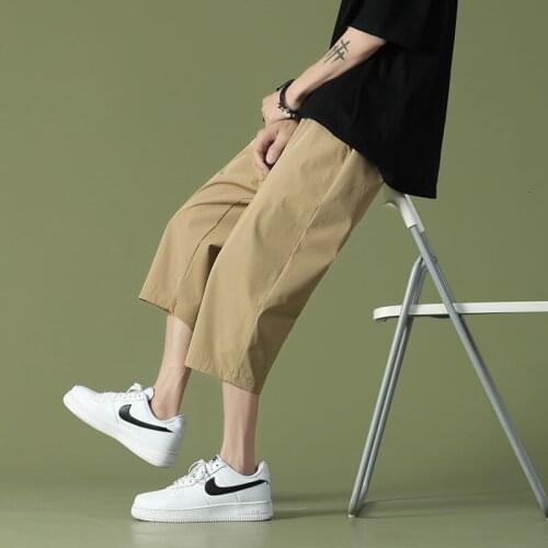 Pants For Men Loafing Cropped Trousers Solid Color The New Summer Streetwear Sport Comfortable Tidal Current Free Shipping