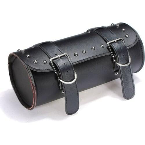 Black Front Fork PU Leather Motorcycle Tool Bag Luggage SaddleBag