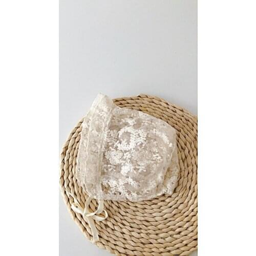 Baby Lace Flower Sun Hat Newborn Photography Props Princess White Hat Shower Gifts Cotton Beanie Bonnet Cap