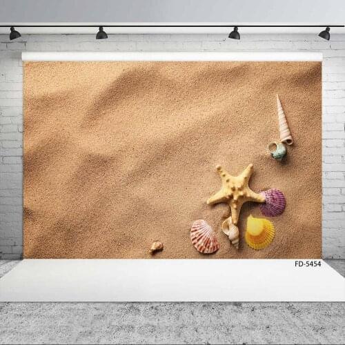 Sand Starfish Shells Photographic Backdrop Vinyl Cloth Background Photo Studio for Children Baby Portrait Pets Toy Photophone