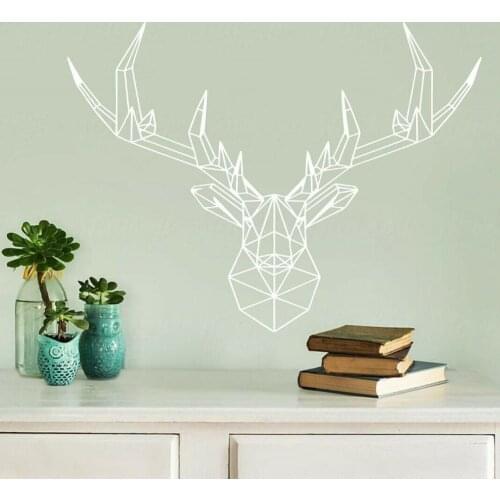Geometric Stag Vinyl wall sticker Deer Head Antlers Living Room Bedroom Decor decal Removable art decoration Accessories Z217