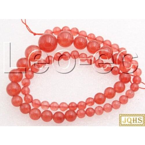 Graduated 6-14mm round Red Watermelon Stone Loose Beads for Jewelry Making Strand 17" V1566