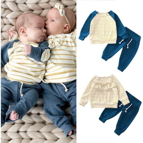 Autumn Newborn Cotton Clothes Set Baby Boy Girl T shirt Tops+Pants Unisex Infant Clothes 2PCS Outfits