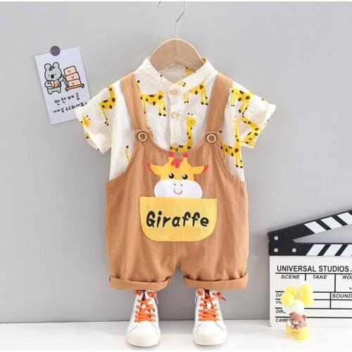 Menoea Baby Boys Clothes Suits Summer Giraffe Short Sleeve Shirt Pants 2Pcs Set Children Clothes Infant Toddler Outwear 1-4Years