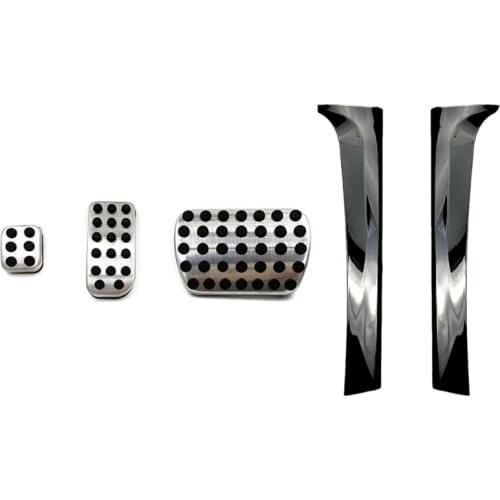 1 Set Gas Modified Pedal Pad Plate & 2 Pcs Rear Side Wing Roof Spoiler Stickers Trim Cover Gloss Black