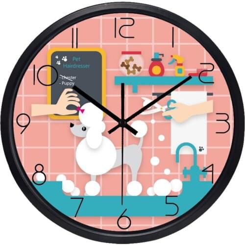 New Design Pet Shop Wall Clock Dog Cat shop Circle Number Clock