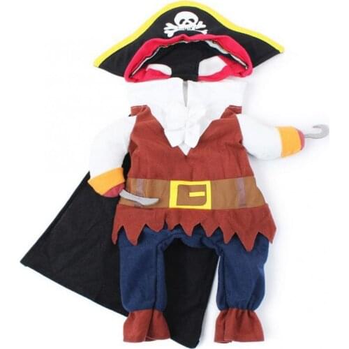 Pet Dog Clothes Polyester Cute Durable Pet Halloween Clothes Pirate Funny Costume Dress Up for Cats Dogs Warm Soft Cotton Padded