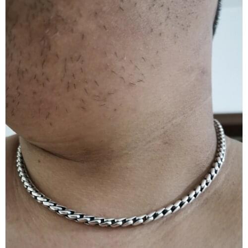 Solid 925 Sterling Thai Silver dragon bone shape link Chain Necklace men women jewelry 5mm A3305