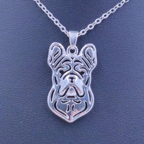 French Bulldog Necklace Dog Animal Pendant Gold Silver Plated Jewelry For Women Male Female Girls Ladies Kids Boys N021