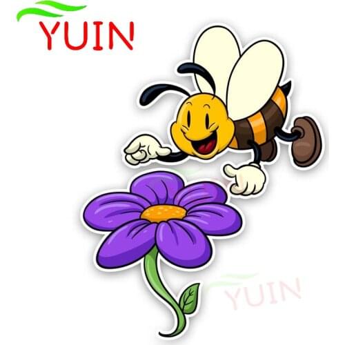 Bees Pick Honey Car Sticker Animal Cartoon Style Auto Accessories Personalized PVC Body Windshield Decorative Decal 20*14cm