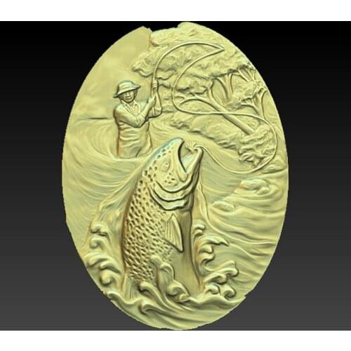 Fish 3d Relief STL Model for CNC Router 3D Printer Artcam Aspire Bas Relief