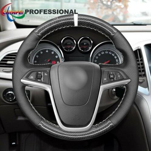 DIY Hand-Sewn Non-Slip PU Carbon Fiber Leather Steering Wheel Cover For Buick Encore Verano Cascada Car Interior Accessories