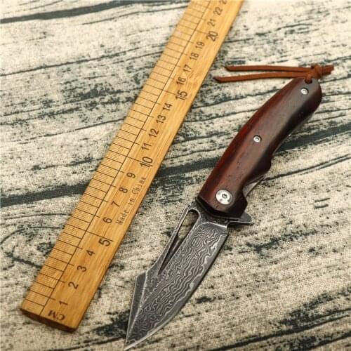 Damascus steel folding knife vg10 steel core camping survival sharp hunting knife outdoor tactical self-defense EDC tool