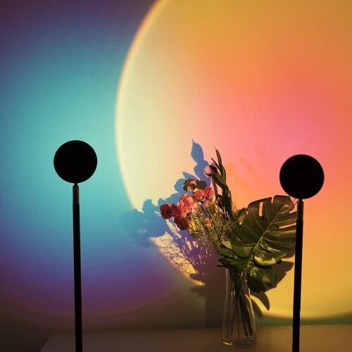 Projection Lamp LED Rainbow Sunset Projection Lamp Night Light For Children Bedroom Home Background Coffee Store Decoration Hot