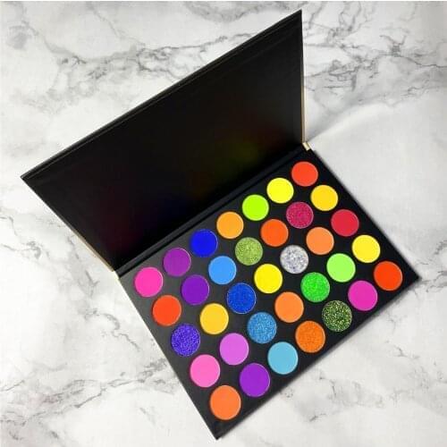 Eyeshadow Pallete Wholesale 35 Colorful Eye Shadow Palette Bluk Neon Pigment Makeup Glitter Cosmetics Private Babel Products