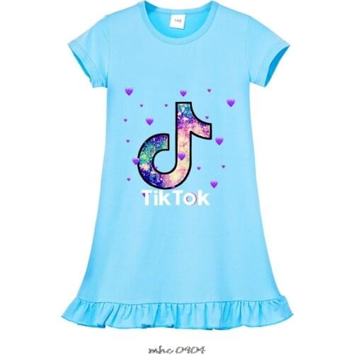 Tik Tok Toddler Girls Princess Nightdress Summer Nightgown Kids Lovely Night Dress Cartoon Child Sleeping Dress 3-11y