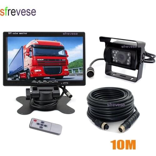 4Pin 18 LED Night Vision Waterproof Car Vehicle Reversing Parking Backup Camera + 7" Car LCD Monitor Caravan Rear View Kit