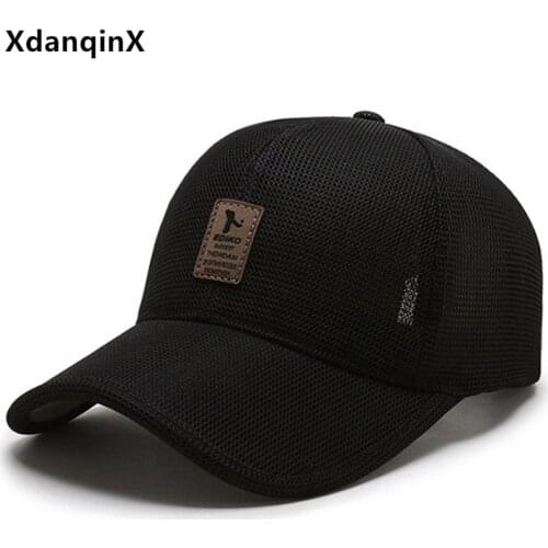 XdanqinX Summer Mens Mesh Cap Womens Breathable Baseball Caps Snapback Hat Black Cap Adjustable Size Couple Casual Sports Cap