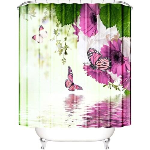 Fabric bathroom curtain waterproof floral toilets curtain shower polyester fabric bath curtain 200 * 180