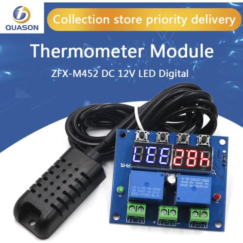 ZFX-M452 DC 12V LED Digital Thermostat Temperature Humidity Control Thermometer Hygrometer Controller Relay Module AM2301 Probe