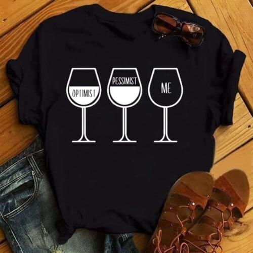 Women Funny Wine Print T Shirt Womens Short Sleeve O Neck Loose Women Tshirt Ladies Summer Fashion Tee Shirt Black Tops Clothes
