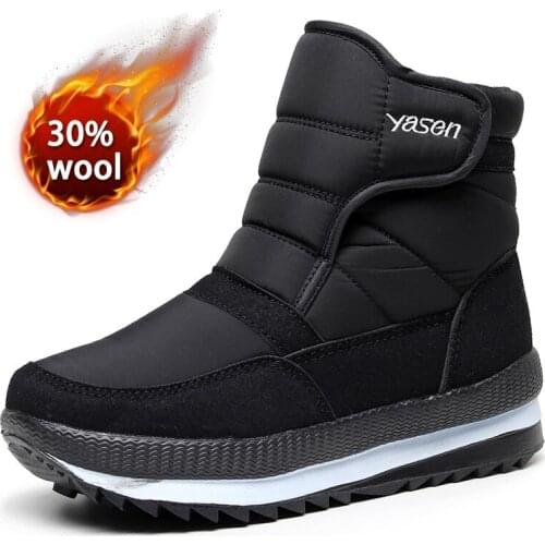 Women snow boots luxury platform winter shoes lady thick plush waterproof non-slip boots fashion old woman warm fur botas mujer