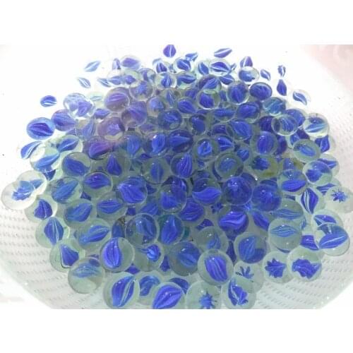 1.6 cm glass marbles 8 petals Pachinko ball blue color garden decoration stone checkers cat toy fish tank Vase Filler