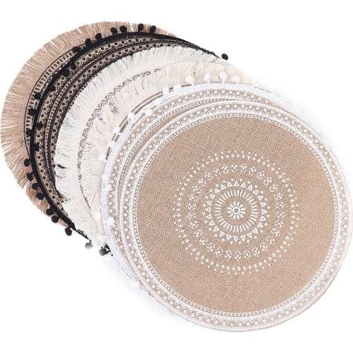 1Pcs Creative Jute Placemats Photo Props Decoration Table Placemat Non-slip Home Linen Fabric Bowl Cup Mats