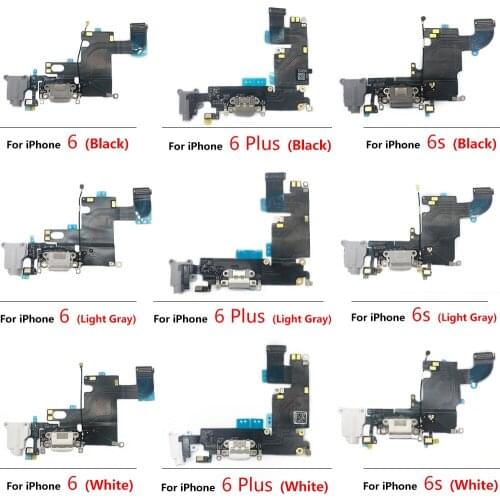 10PCS 100% Original New USB Charging Connector Port Dock Flex Cable Mobile Phone Parts For Iphone 6 6S Plus 7 Charger Connector