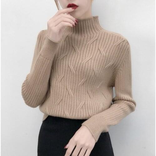 2020 sweater underwear with long sleeves in autumn and winter pullovers, lazy wind and thicker knitted bottom sweater