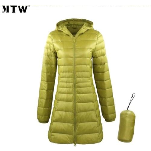 2021 Women White Duck Down Jacket Coats Ladies Autumn Winter Ultra Light Long Sleeve Hooded Parkas Plus Size