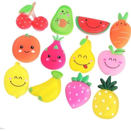 24Pcs Resin Frosted Fruits applique DIY Embellishments Scrapbook Materials Hairpin Rope Brooch Fridge Magnet Decor Accessories