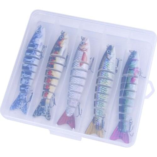 3/5pcs 12.7cm 18g Sinking Wobblers Fishing Lures Set 8 Segments Crankbait Hard Artificial Bait box Kit Swimbait Pike Lure
