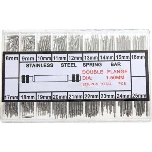 360 PCS 8mm-25mm Watchmakers Watch Spring Bars Strap Link Pins Stainless Steel Repair Kit Tool