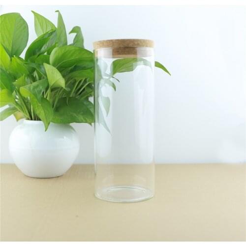 4pcs/lot 85*200mm 950ml Storage Glass Bottle Food Jar Container Transparent Kitchen Storage Containers Cork Glass Bottles Jars