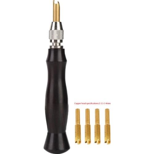 4 Replaceable Head Sandalwood Handle Brass Head Leather Creaser Edge Sealing Machine 2-2.5-3-4mm Leather Tool