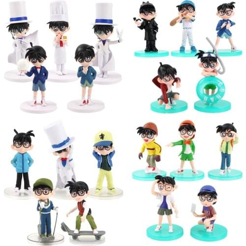5pcs/lot Detective Conan Figures Conan Edogawa Kuroba Kaito Kid the Phantom Thief Jimmy Kudo Kudou Shinichi Model Toys