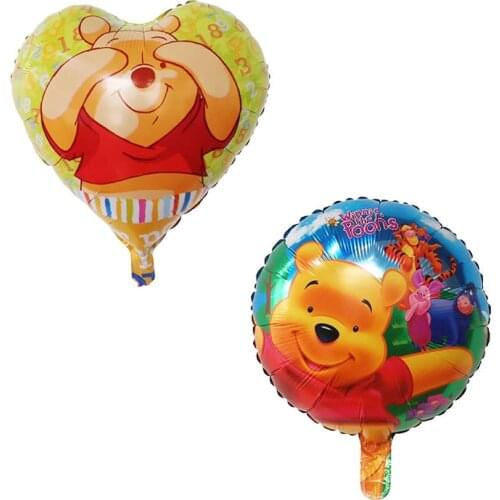 50pcs 18inch Cute Cartoon Winnie Bear Foil Balloons Baby Shower Birthday Party Decorations Inflatable Helium Globos Kids Toys