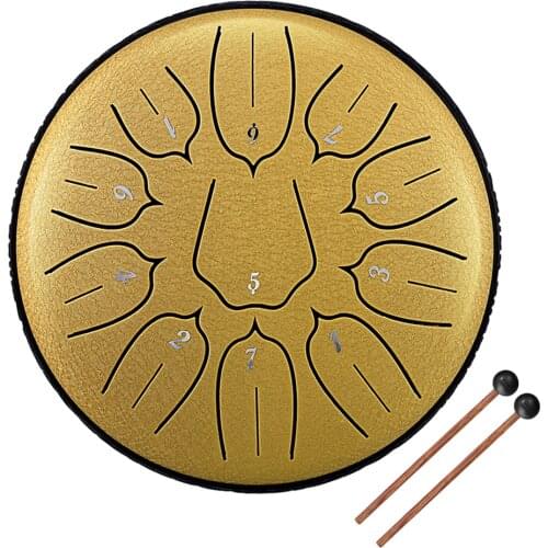 6 inch 11-Tone Steel Tongue Drum Hand Pan Drums with Drumsticks Percussion Musical Instruments for Relaxation Yoga Practice