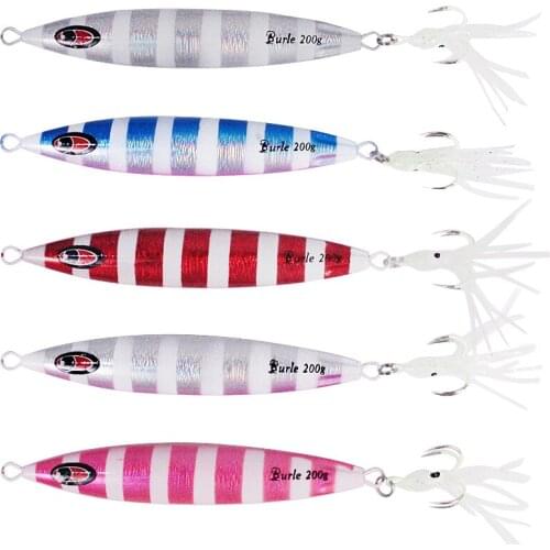 80g-250g Metal Jigging Bait Boat Fishing Lure Slow Deep Sea Artificial Sinking Bait Squid Octopus Soft Lure