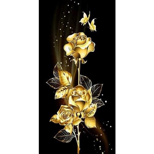 Diamond Painting 5D DIY Rose Full Square/Round Diamonds Embroidery Golden Flower butterfly Wall Decorations Craft Kit