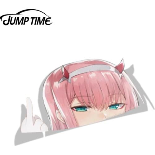 Jump Time 13cm x 7.1cm For Darling in the Franxx Anime Car Stickers Anime Vinyl Stickers Decorative Waifu Cartoon Decal Colorful