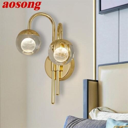 AOSONG Indoor Crystal Wall Lights Sconce LED Fixture Aluminum Modern Home Decorative Lighting For Bedroom Living Room Office