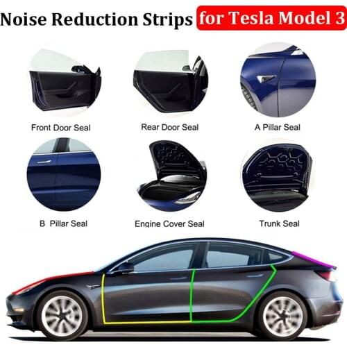 Car reduction noise strip 4 Doors noise strip+Front engine hoot+Rear trunk lid 6PCS/Set For Tesla Model 3 2017-2020