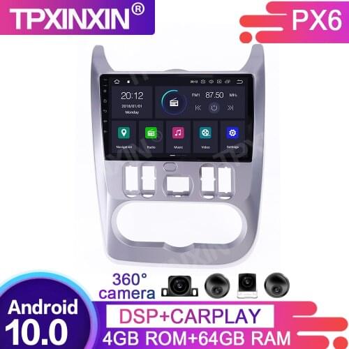 360 Cameras Screen Android 10.0 4+64G DSP For Renault Logan 2009-2013 Car Multimedia Player GPS Navi Headunit Radio Audio Stereo