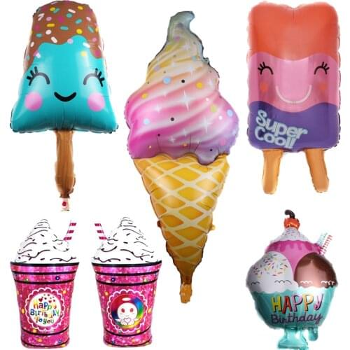 1pcs Large ice cream cone balloon birthday party decoration toy ice cream shape cartoon aluminum film ice cream baby shower toy