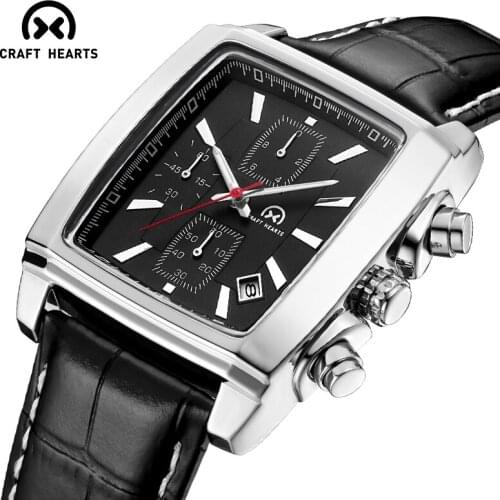 CRAFT HEARTS Creative Men Watch Top Brand Luxury Chronograph Quartz Watches Clock Male Leather Sport Military Wrist Watches Saat